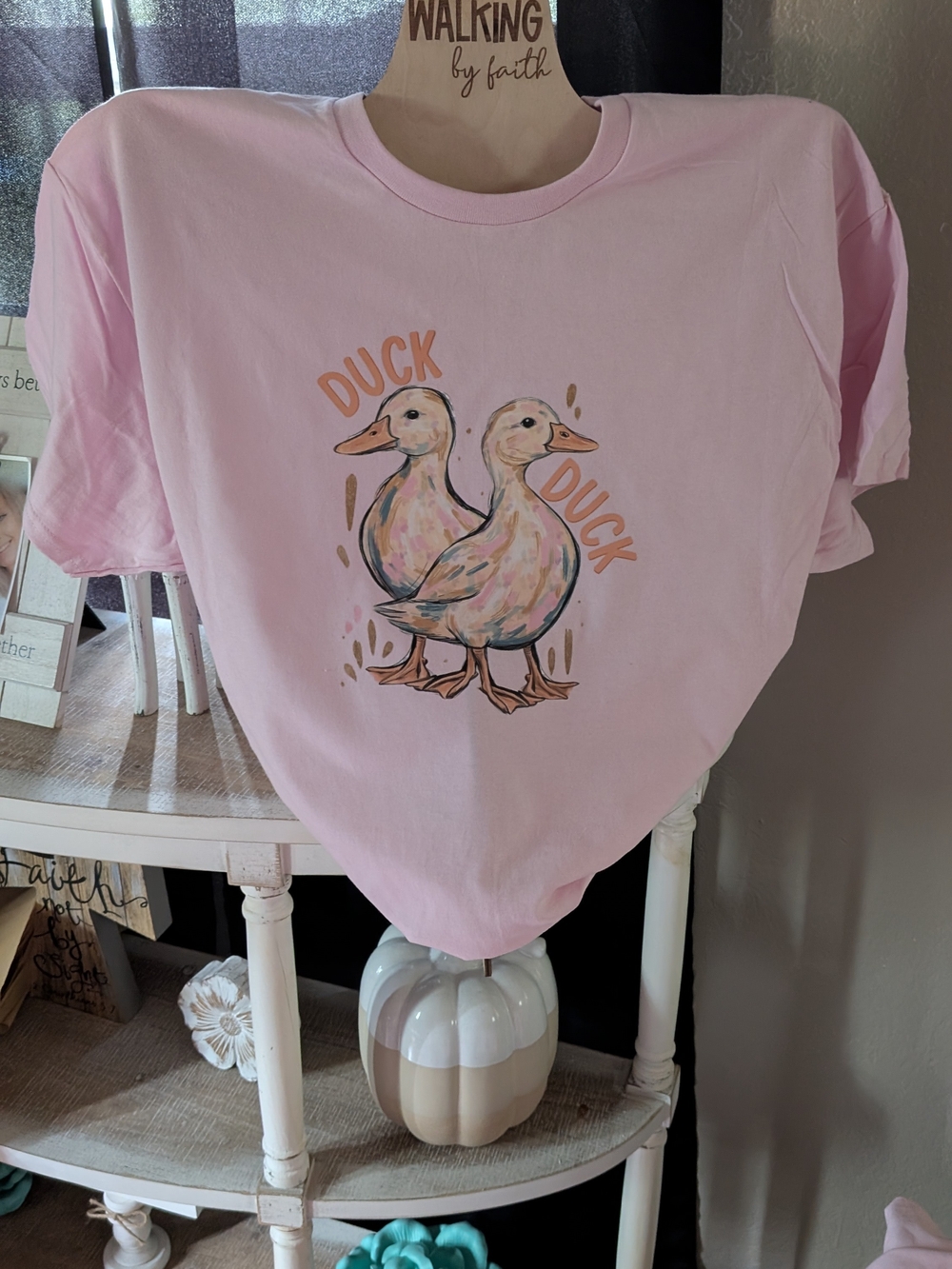 Gildan Pink Short Sleeve Tee with Duck Graphic Front And Back Design!!